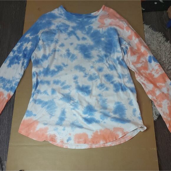 PacSun Scallop Fit Tie Dye Hoodie Blue/Orange L Beach Casual Boho Unisex Skater - Picture 5 of 11